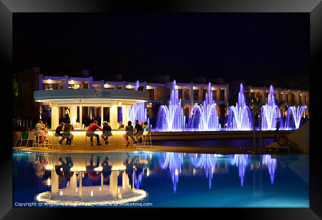 The pool Bar with Fountains Framed Print by Angela Wallace