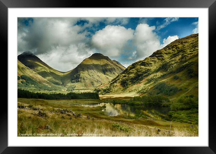 Mountains around Glen Etive Framed Mounted Print by Angela Wallace