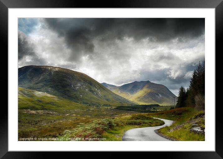 The road to Glen Etive Scotland Framed Mounted Print by Angela Wallace
