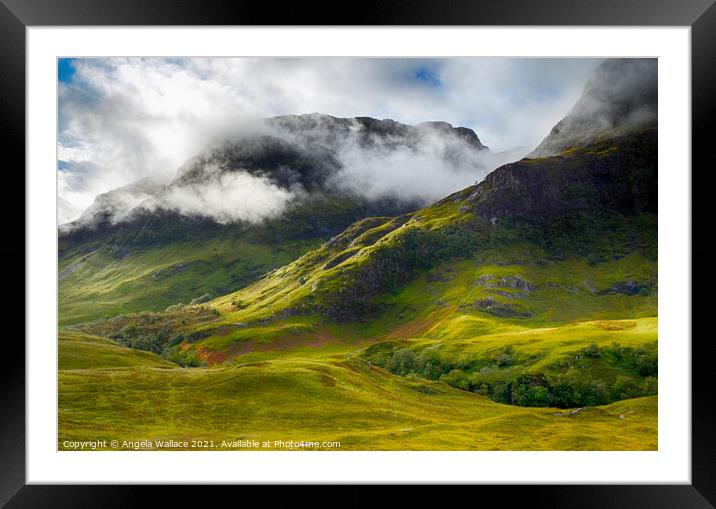 Moody Mountains  at Glen Etive Framed Mounted Print by Angela Wallace