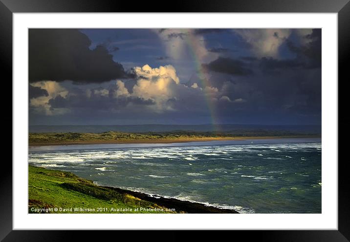 Saunton Sands Rainbow Framed Mounted Print by Dave Wilkinson North Devon Ph