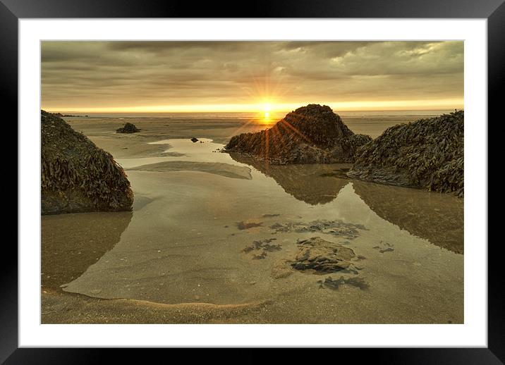 Putsborough Sands Sunset Framed Mounted Print by Dave Wilkinson North Devon Ph