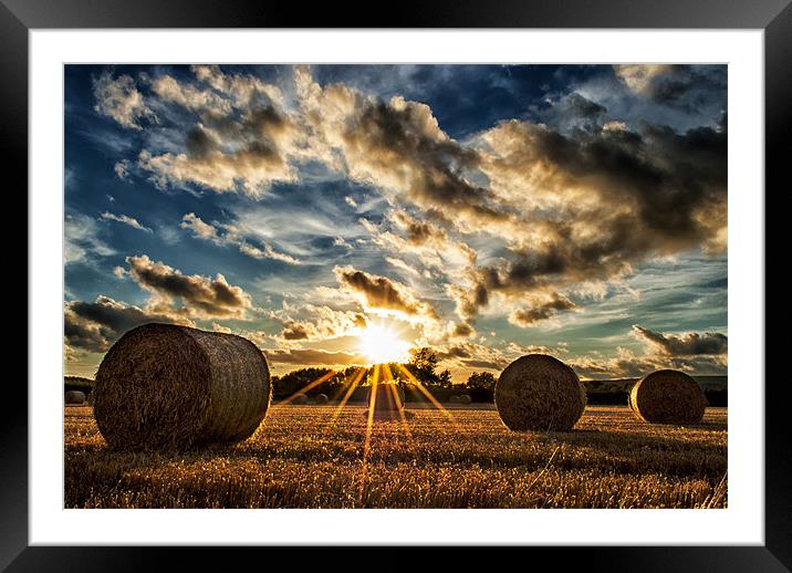 Straw Bales Sunset Framed Mounted Print by Dave Wilkinson North Devon Ph