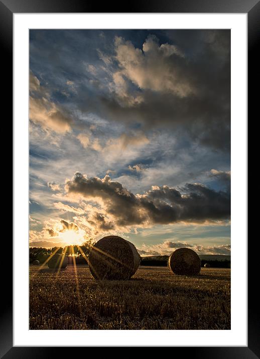 Straw Bales Sunset Framed Mounted Print by Dave Wilkinson North Devon Ph