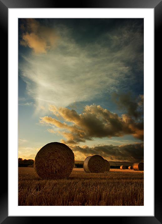 Straw Bales Sunset Framed Mounted Print by Dave Wilkinson North Devon Ph