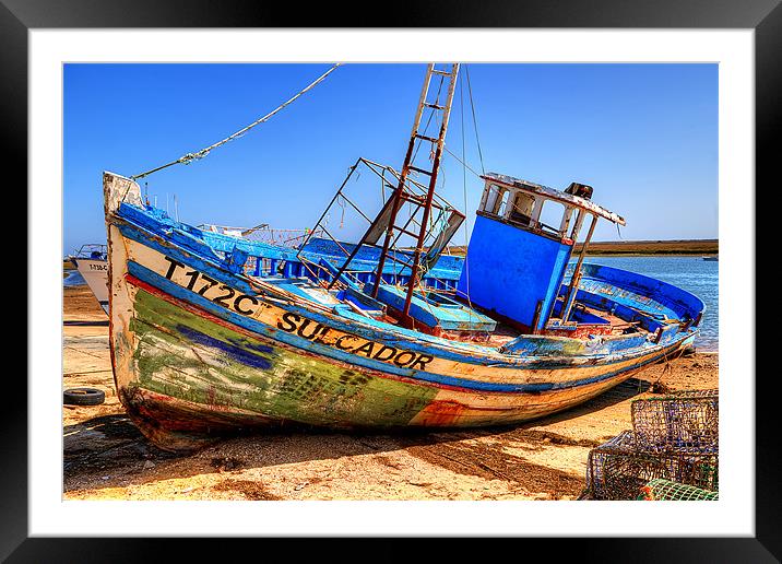 Old Portugees Fishing Boat Framed Mounted Print by Dave Wilkinson North Devon Ph