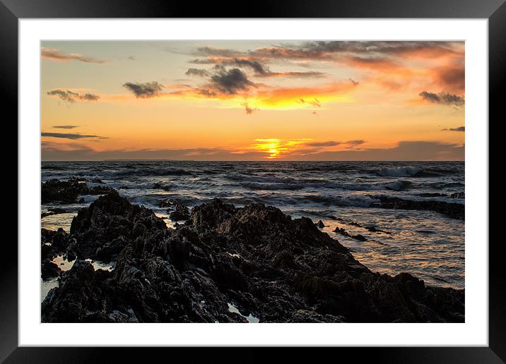 Croyde Bay Sunset Framed Mounted Print by Dave Wilkinson North Devon Ph