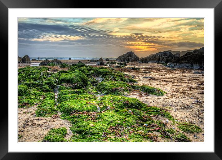 Barricane Beach sunset Framed Mounted Print by Dave Wilkinson North Devon Ph