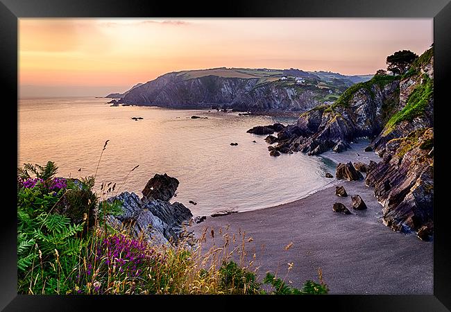Sandy Cove, Lee Bay North Devon. Framed Print by Dave Wilkinson North Devon Ph