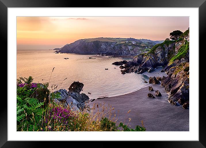 Sandy Cove, Lee Bay North Devon. Framed Mounted Print by Dave Wilkinson North Devon Ph