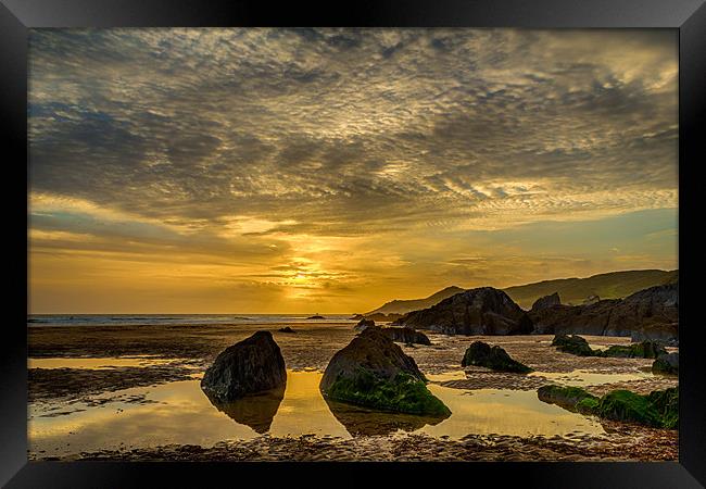 Coombesgate  Beach, Woolacombe. Framed Print by Dave Wilkinson North Devon Ph