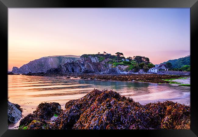 Lee Bay Sunrise Framed Print by Dave Wilkinson North Devon Ph