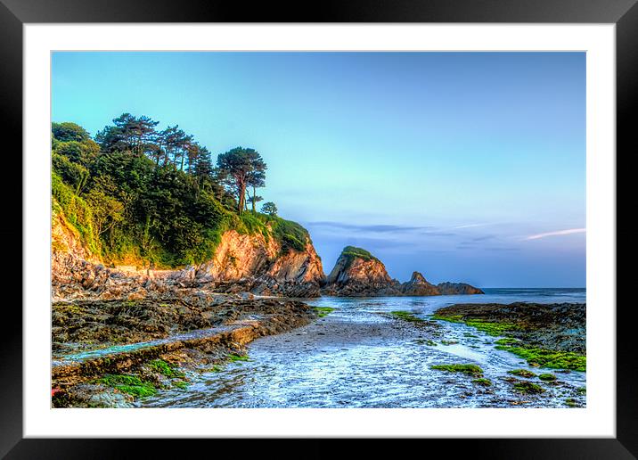 Just after sunrise at Lee Bay Framed Mounted Print by Dave Wilkinson North Devon Ph