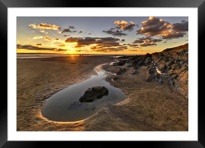 Sunset Saunton Sands North Devon Framed Mounted Print by Dave Wilkinson North Devon Ph