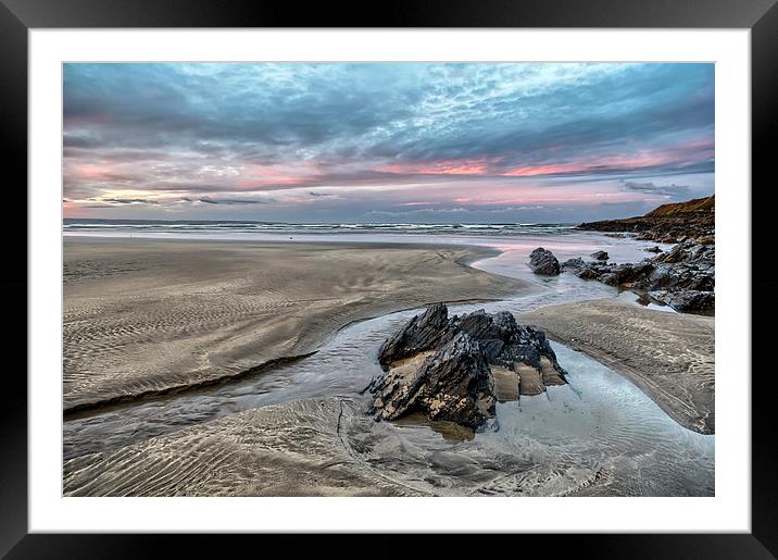 Saunton Sands sunrise Framed Mounted Print by Dave Wilkinson North Devon Ph