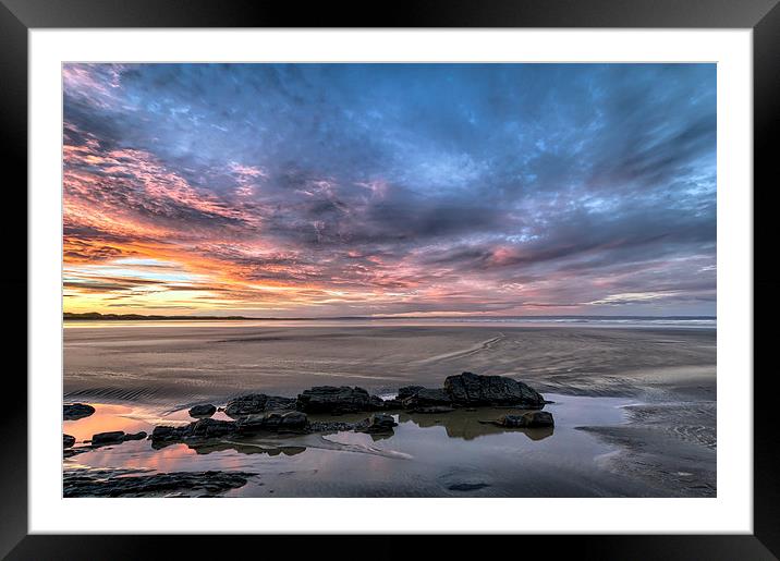 Saunton Sands sunrise Framed Mounted Print by Dave Wilkinson North Devon Ph