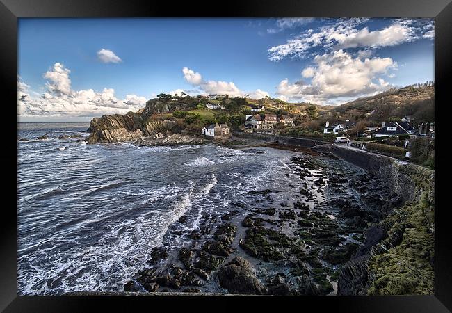 High tide at Lee Bay Framed Print by Dave Wilkinson North Devon Ph