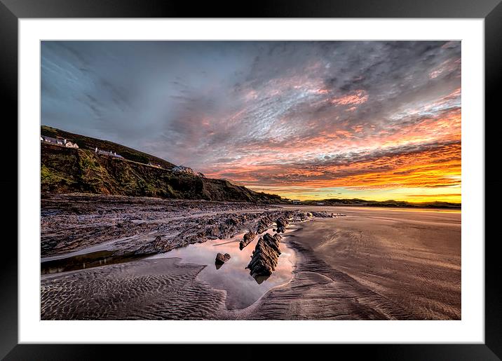 Winter sunrise, Saunton Sands Framed Mounted Print by Dave Wilkinson North Devon Ph