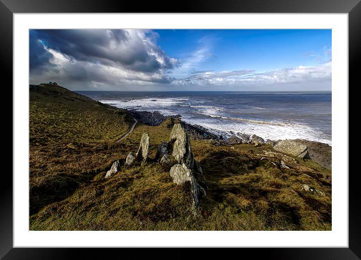 Morte Point rocks Framed Mounted Print by Dave Wilkinson North Devon Ph