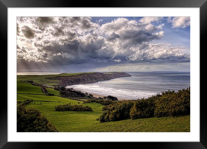 Baggy Point and Putsborough Sands. Framed Mounted Print by Dave Wilkinson North Devon Ph