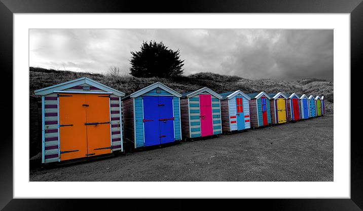 Saunton Sands Beach Huts Framed Mounted Print by Dave Wilkinson North Devon Ph