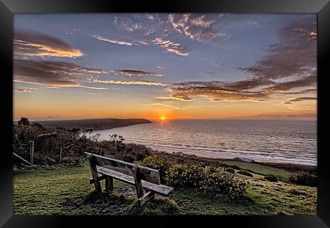 Woolacombe Bay sunset Framed Print by Dave Wilkinson North Devon Ph