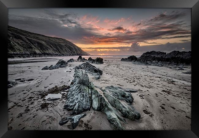 Putsborough Sands Sunset Framed Print by Dave Wilkinson North Devon Ph