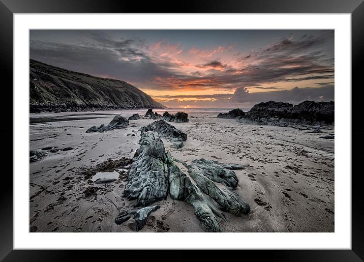 Putsborough Sands Sunset Framed Mounted Print by Dave Wilkinson North Devon Ph