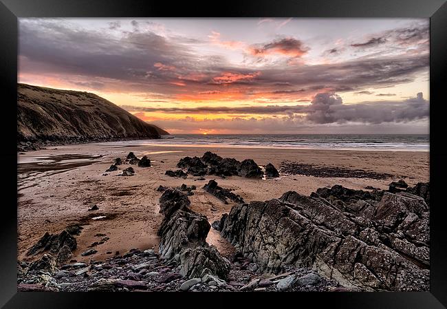 Putsborough Sands Sunset Framed Print by Dave Wilkinson North Devon Ph