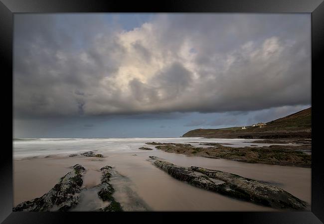  Croyde Bay storm Framed Print by Dave Wilkinson North Devon Ph