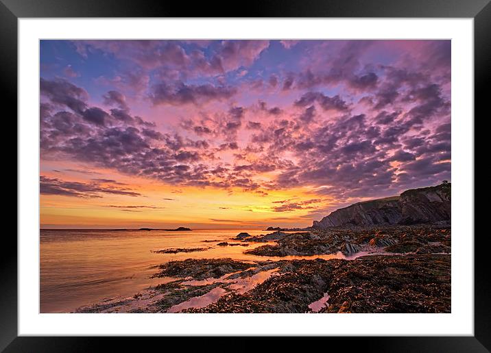   Lee Bay sunrise Framed Mounted Print by Dave Wilkinson North Devon Ph