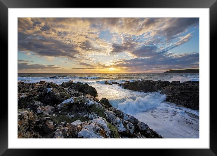  Croyde Bay sunset Framed Mounted Print by Dave Wilkinson North Devon Ph