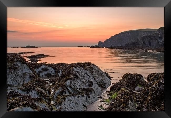 Lee Bay sunrise Framed Print by Dave Wilkinson North Devon Ph