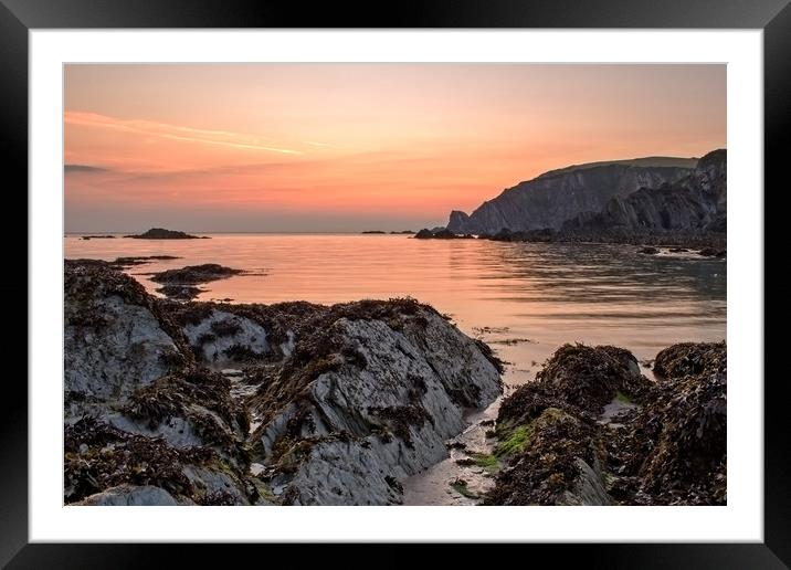 Lee Bay sunrise Framed Mounted Print by Dave Wilkinson North Devon Ph