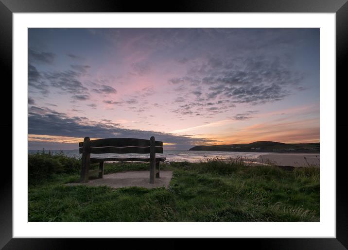 Croyde Bay Sunset Framed Mounted Print by Dave Wilkinson North Devon Ph