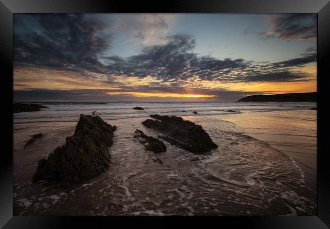  Croyde Bay Sunset Framed Print by Dave Wilkinson North Devon Ph