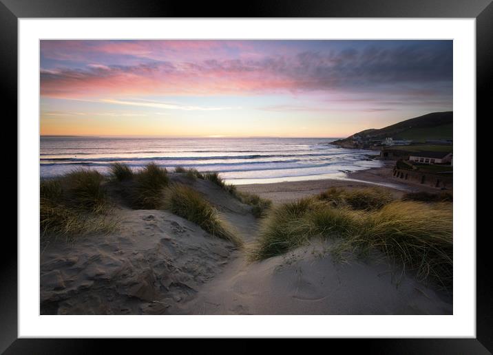  Croyde Bay Sunset Framed Mounted Print by Dave Wilkinson North Devon Ph