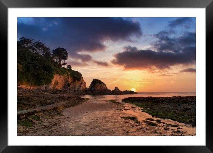 Sunset at Lee Bay, Nr Ilfracombe , North Devon. Framed Mounted Print by Dave Wilkinson North Devon Ph