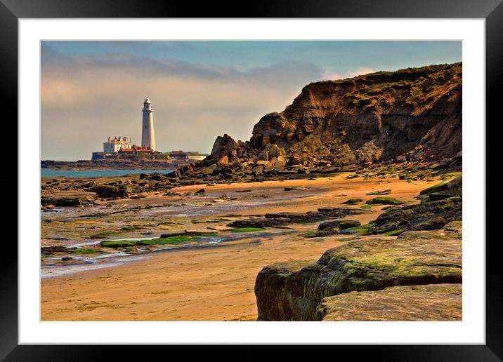 St Mary's Lighthouse Framed Mounted Print by Rick Parrott