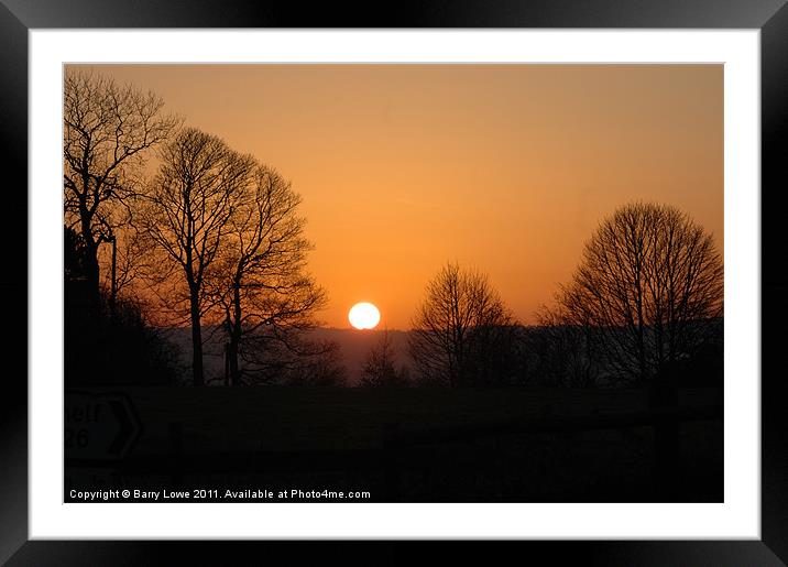 Sundown Silhouette. Framed Mounted Print by Barry Lowe