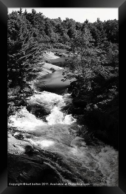 Black and White Waterfall Framed Print by kurt bolton