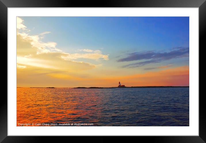 Sunset and Longstone Lighthouse Framed Mounted Print by Colin Chipp
