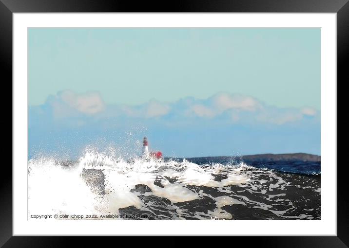 Lighthouse in the waves Framed Mounted Print by Colin Chipp