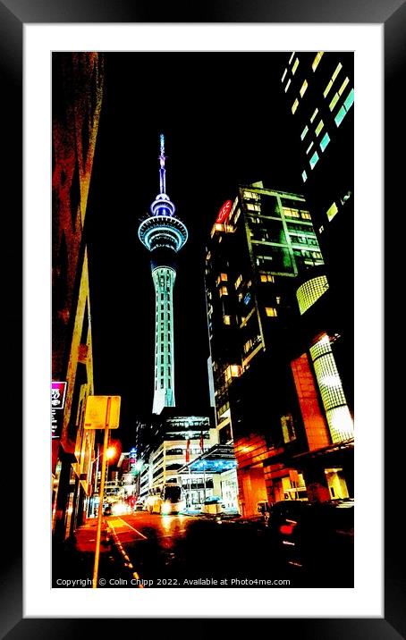 Sky Tower at night Framed Mounted Print by Colin Chipp