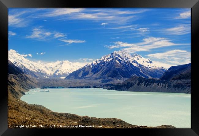 Tasman Glacier and lake Framed Print by Colin Chipp