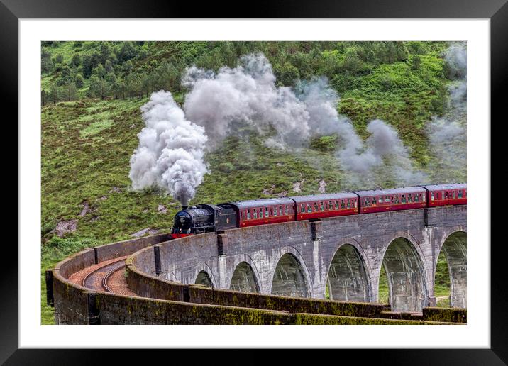 Steam Train on the Glenfinnan Viaduct in the Scott Framed Mounted Print by Derek Beattie