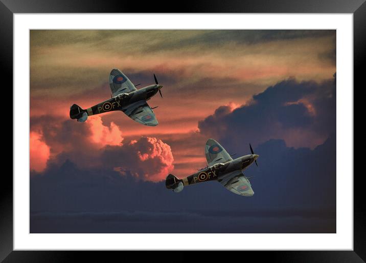 Spitfires Through The Storm Framed Mounted Print by Derek Beattie