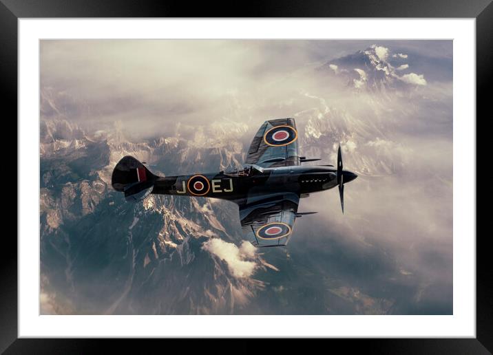 Supermarine Spitfire Flying High Framed Mounted Print by Derek Beattie