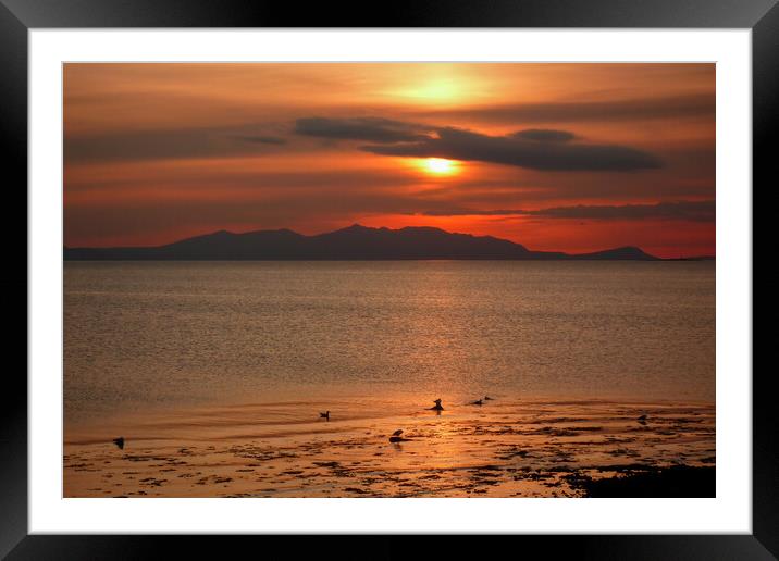 Sunset Over the Isle of Arran Framed Mounted Print by Derek Beattie