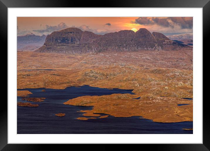 Suilven at Sunrise Framed Mounted Print by Derek Beattie